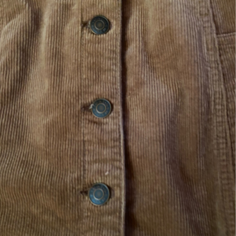 Boho Brown Corduroy Mini Dress Button Front Overall Style Size 10 - Picture 7 of 9